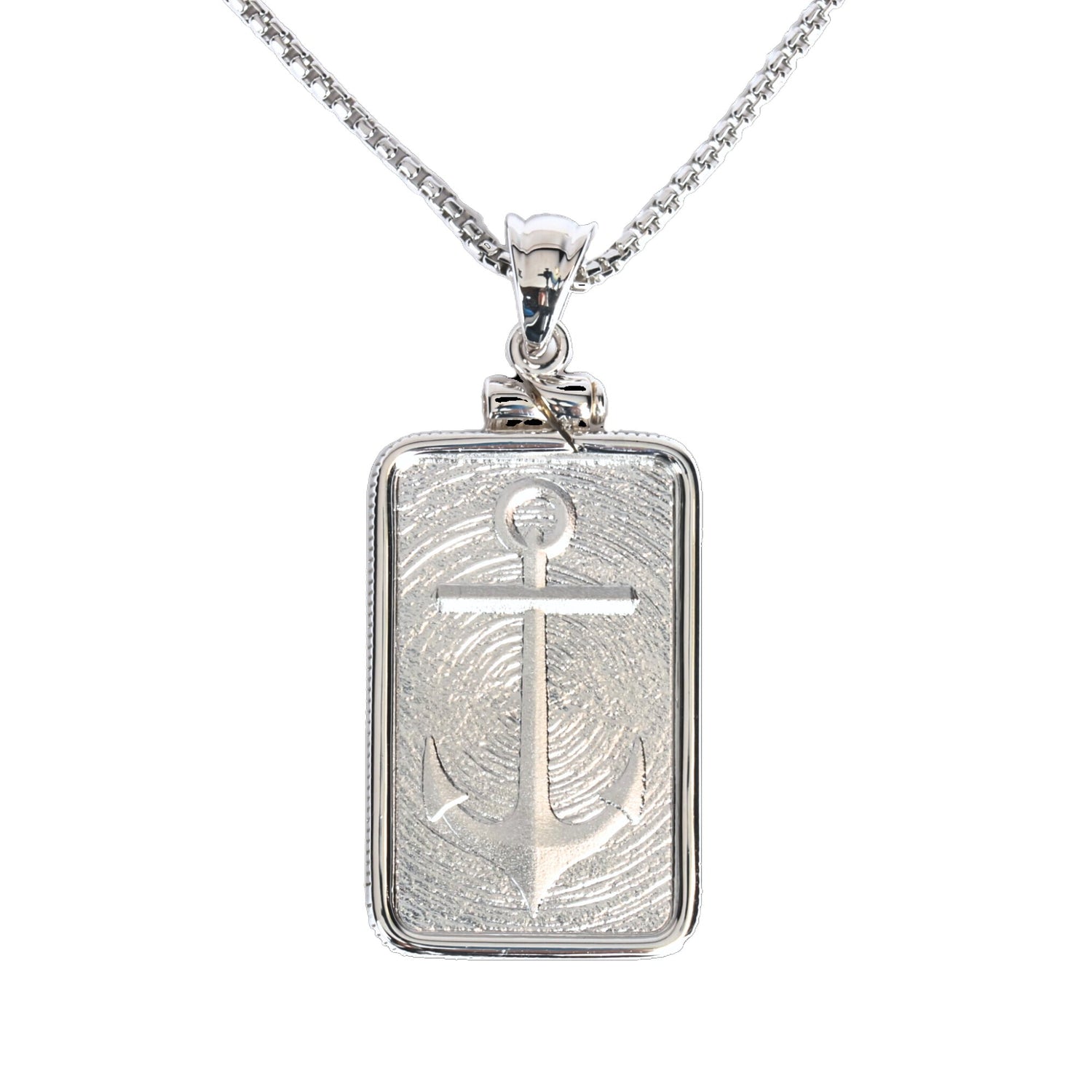 WPE Rectangle Amulet Pendant Necklace - 5 Gram .999 Silver Art Bar - "ANCHOR" - WPE