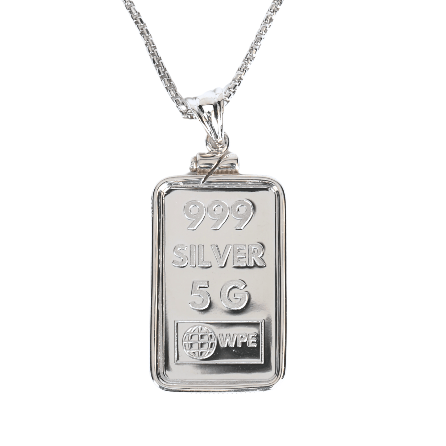 WPE Rectangle Amulet Pendant Necklace - 5 Gram .999 Silver Art Bar - "ANCHOR" - WPE