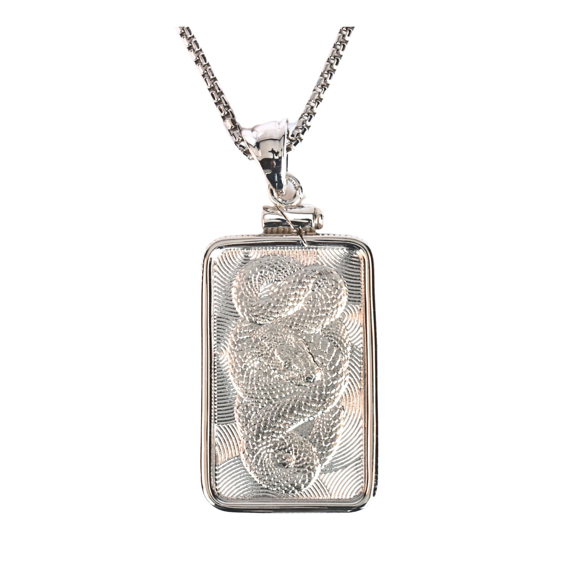 WPE Rectangle Amulet Pendant Necklace - 5 Gram .999 Silver Art Bar - "SNAKE" - WPE