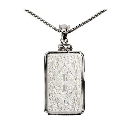 WPE Rectangle Amulet Pendant Necklace - 5 Gram .999 Silver Art Bar - "SWISS" - WPE